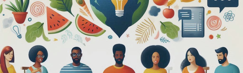 "Image of diverse people chatting online or sharing stories symbolizing community engagement for dietary journeys."