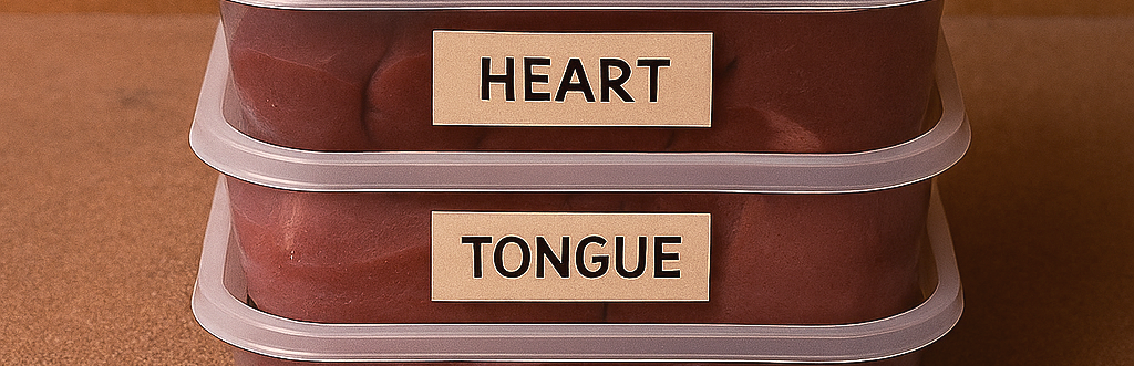 Labeled Organ Meat Storage — Heart and Tongue for Carnivore Meal Prep